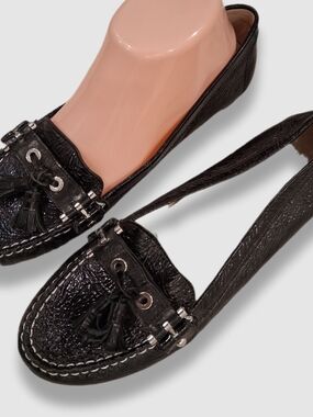 Geox Black Tassel Moccasin Loafers for Women